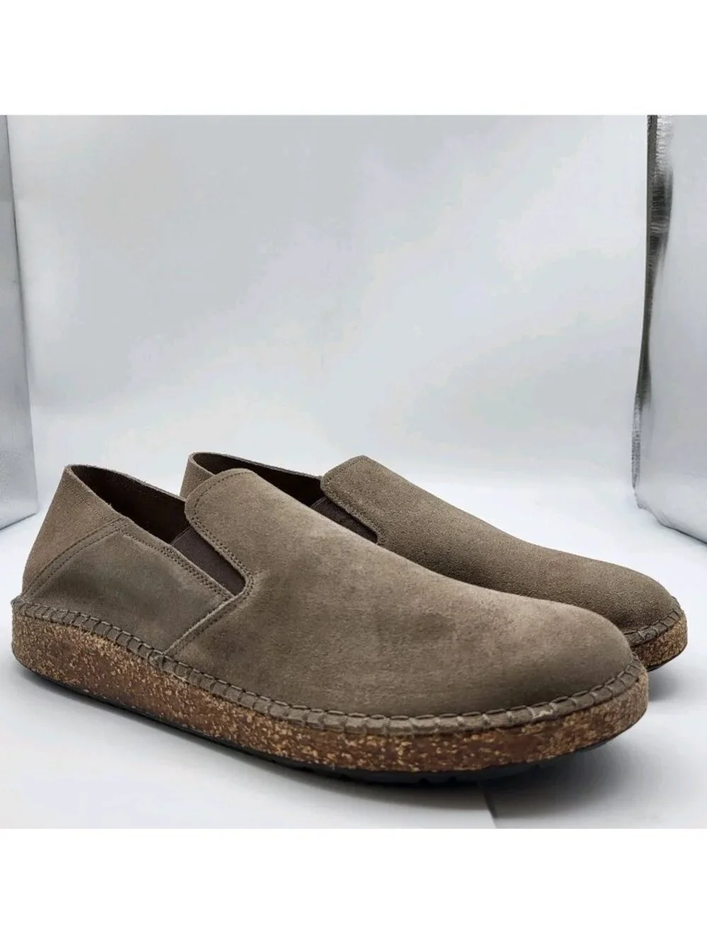 Birkenstock Callan Men’s Slip-On Suede Shoes Size 42 9 US Cork Sole beige